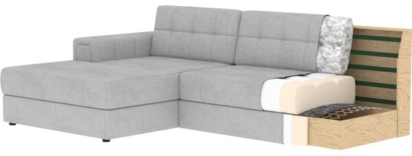 Divano angolare grigio tortora allungabile (con penisola a sinistra/con chaise lounge) con rivestimento in velluto Blezalt – ELTAP