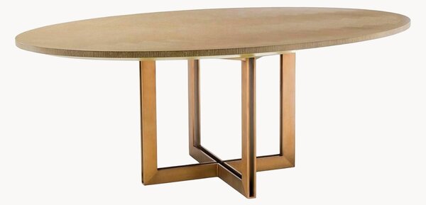 Tavolo ovale con piano in legno Melchior, 200 x 120 cm