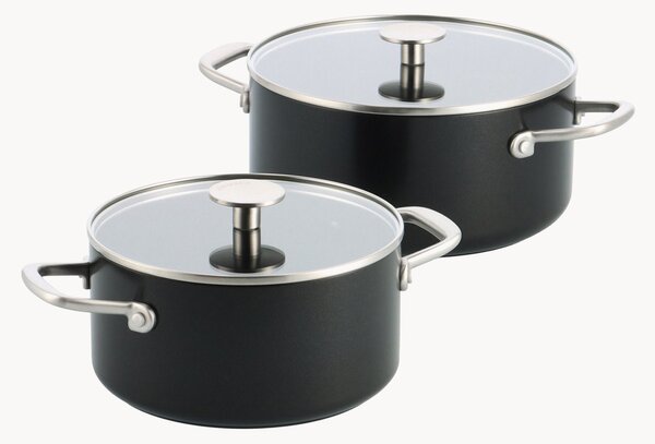 Set di pentole con rivestimento antiaderente e coperchi in alluminio forgiato Advanced, set da 4