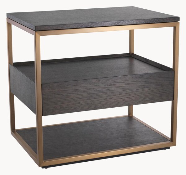 Comodino in metallo e legno con cassetto Parker