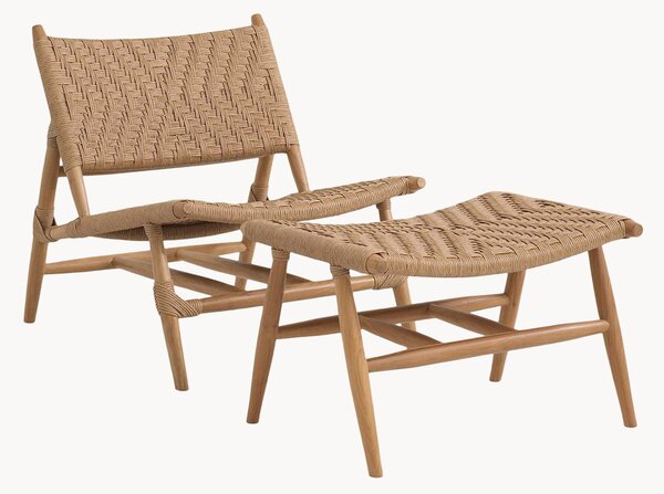Set di 2 poltrone da giardino in legno di teak con poggiapiedi Laroc