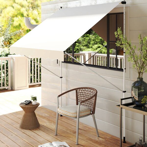 Outsunny Tenda avvolgibile da sole a bracci per balcone con manovella, tenda da sole per esterni in metallo e poliestere, 3x1.5m, beige | Aosom Italy