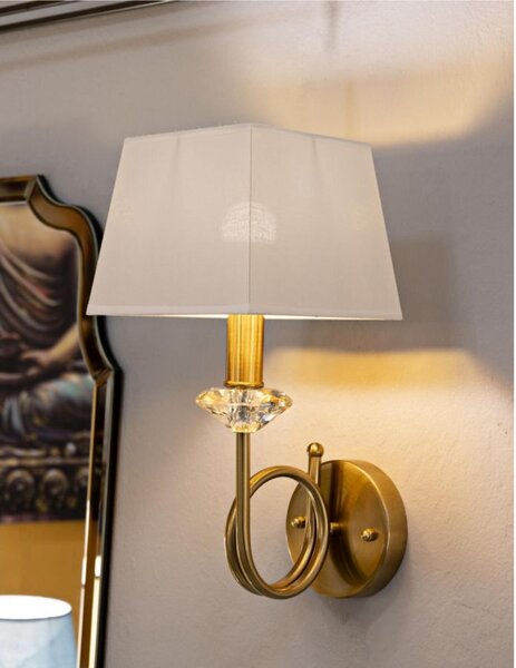 LAMPADA DA MURO SALISBURG CM 18x24x 40 oro e bianco