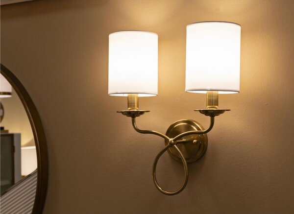 LAMPADA DA MURO ZAGABRIA DUE LAMPADE CM 35,5x17x 43 oro e bianco