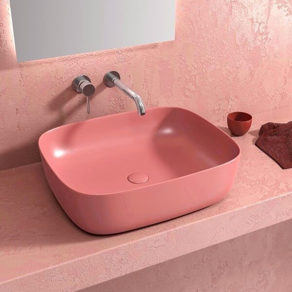 Kamalu lavabo da appoggio colore rosa opaco | klt-490r