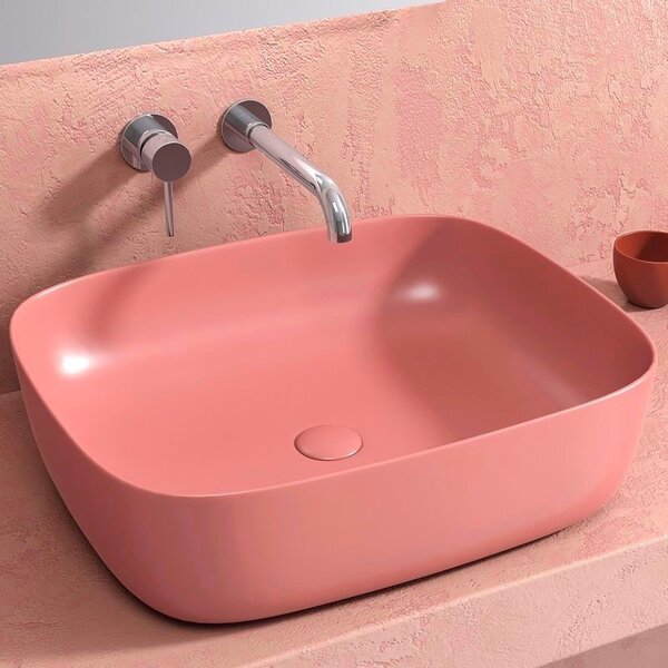 Kamalu lavabo da appoggio colore rosa opaco | klt-490r