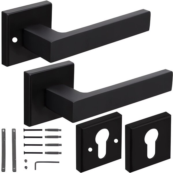 Set Maniglie Per Porte Herkules Black – Van Plathen, Acciaio Inox Nero Opaco, Design Massiccio
