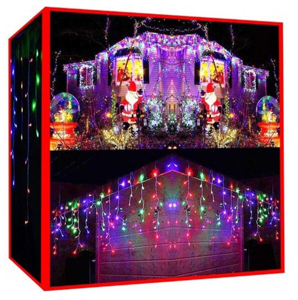 Tenda luminosa di Capodanno 300 LED RGB colorati 12m - 8 funzioni