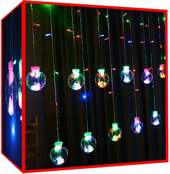 Luci per tende LED di Capodanno 108 palline RGB multicolori da 2,6 m 8 funzioni