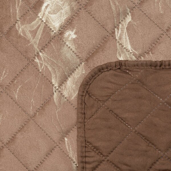 Copriletto in velluto Luiz6 beige con oro