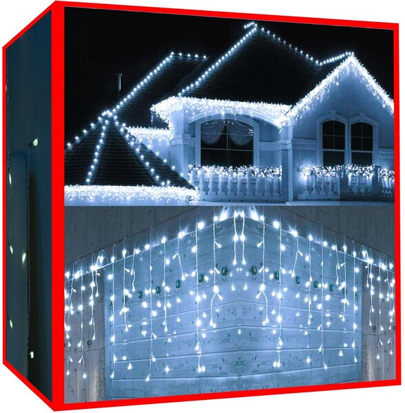Buudala Tenda Luminosa Esterna 12,8+5M, 8 Modalità, Timer E Memoria, Bianco, Per Natale E Feste