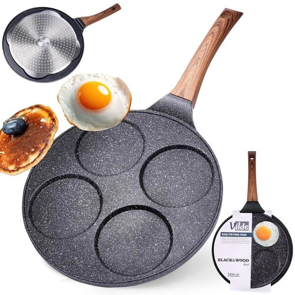 Teglia in granito per cuocere frittelle e uova 4 vasche 26cm BLACK&WOOD