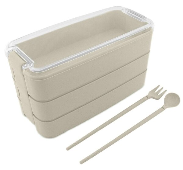 Contenitore per alimenti portatile per pranzo al sacco 900ML + accessori beige