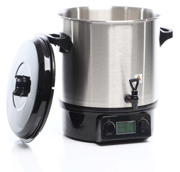 Pentola elettrica INOX 2000W per conserve e vin brulè LCD 27L fino a 100°C