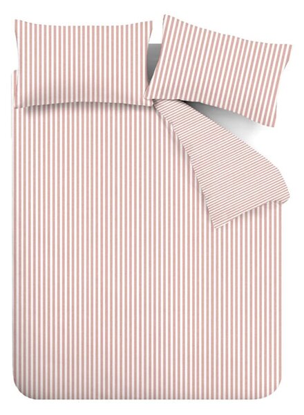 Biancheria da letto singola in flanella rosa 135x200 cm Stripe - Catherine Lansfield