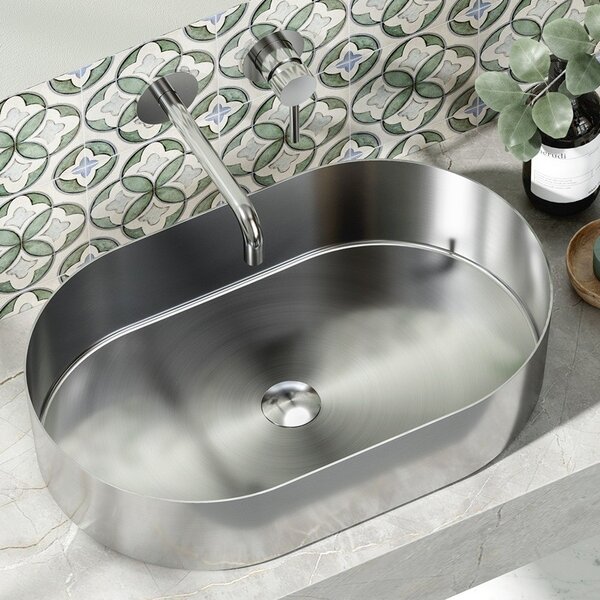 Kamalu lavabo appoggio in acciaio finitura spazzolata | kj5500cr
