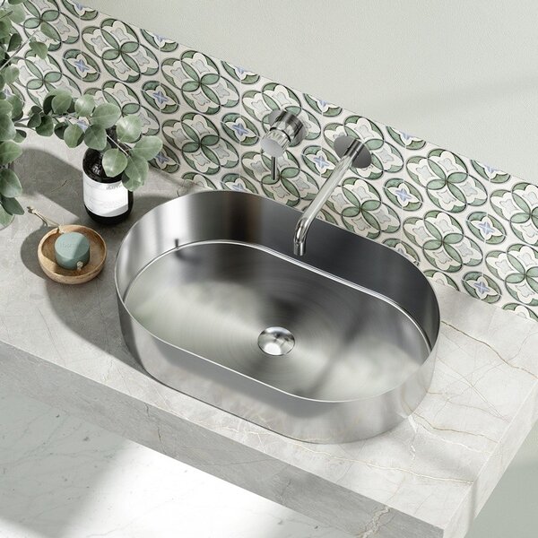 Kamalu lavabo appoggio in acciaio finitura spazzolata | kj5500cr