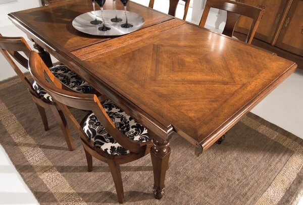 Tavolo Allungabile A Libro In Legno Massello - Arte Povera Noce Scuro, 100x100 Cm (allunga 200 Cm)