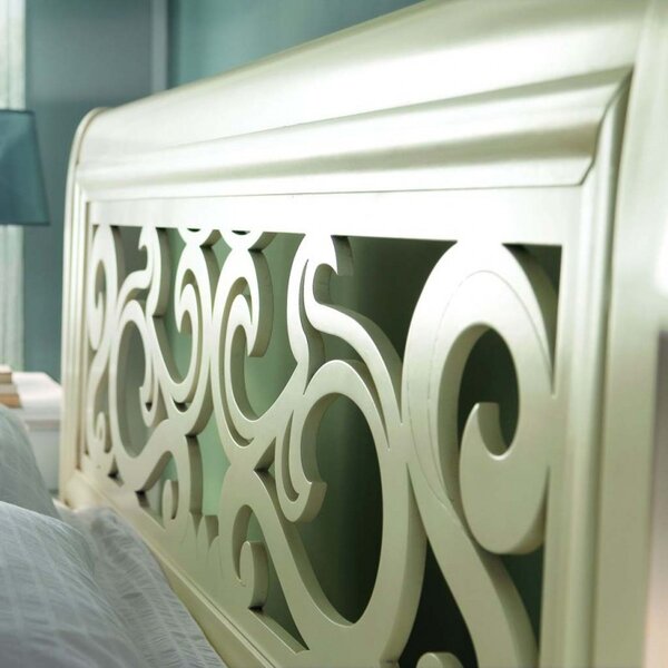 Letto matrimoniale shabby con testata traforata bianco 171x216x112
