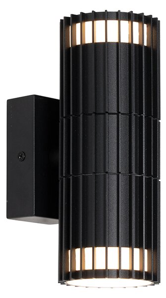 Applique da parete da esterno di design nera 2 luci IP44 - Boris