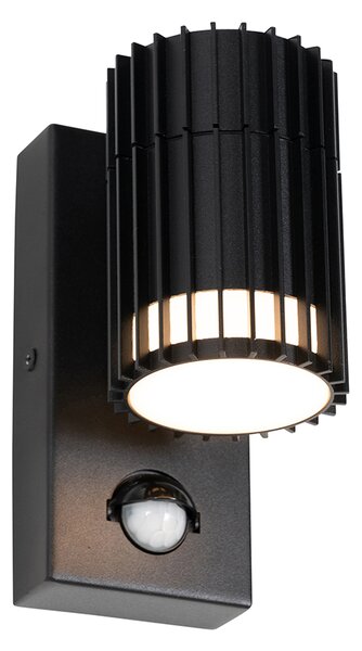 Applique da parete da esterno di design nera con sensore di movimento IP44 - Boris