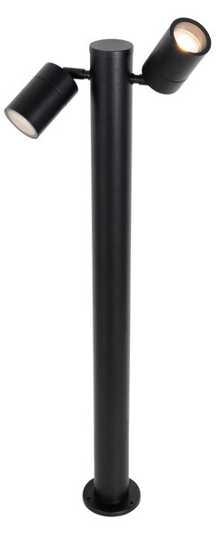Lampada da esterno a stelo nera 80 cm IP44 orientabile 2 luci - Duo