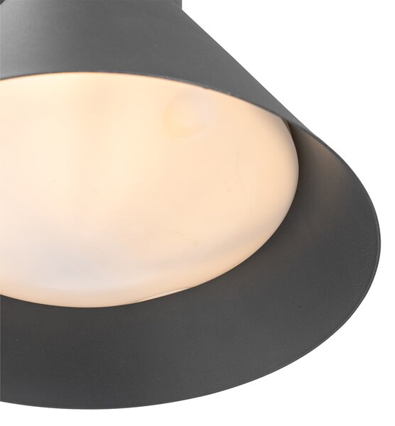 Lampada da parete per esterni industriale grigio scuro a cono IP44 - Natas