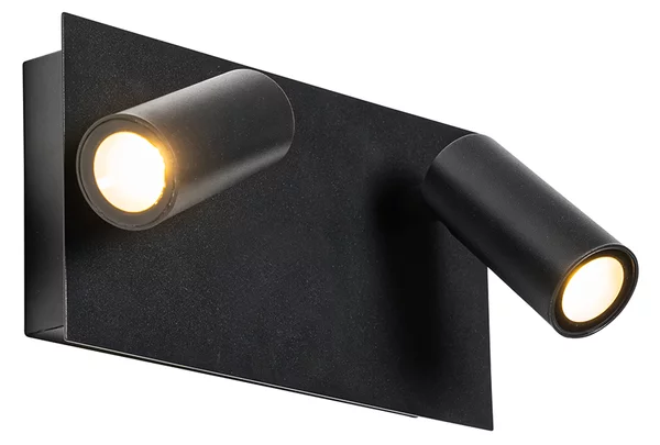 Lampada da parete per esterni moderna nera con LED 2 luci IP54 - Simon