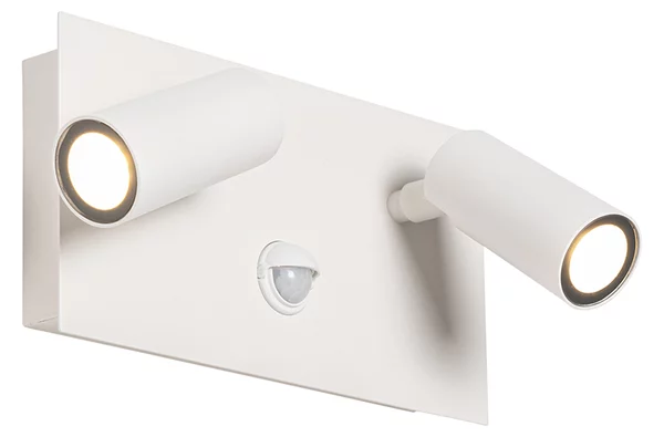 Lampada da parete per esterni bianca con LED 2 luci sensore di movimento - Simon