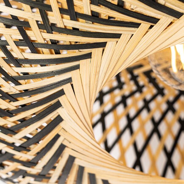 Lampada da soffitto orientale in bambù nero 40 cm - Ostrava