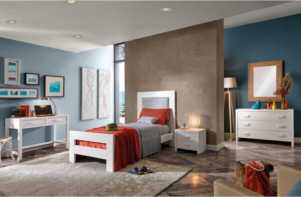 Letto singolo shabby bianco in legno massello di abete