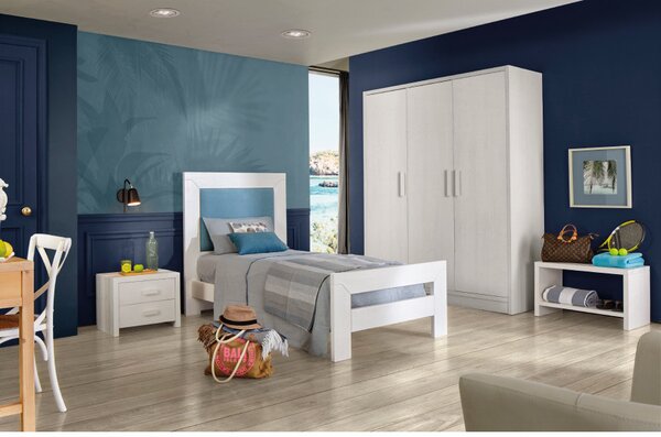Letto singolo shabby bianco in legno massello di abete