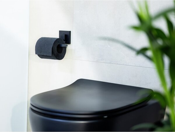 Porta carta igienica autoportante in acciaio inox nero Quadro - Wenko