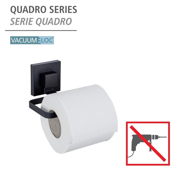 Porta carta igienica autoportante in acciaio inox nero Quadro - Wenko