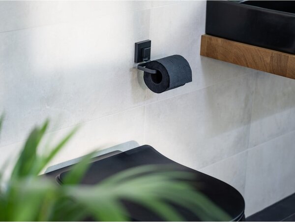 Porta carta igienica autoportante in acciaio inox nero Quadro - Wenko
