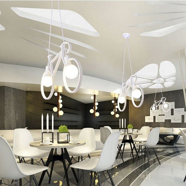 Lampadario da soffitto Bicicletta Vintage Bianco 2 x E27 M LEDME