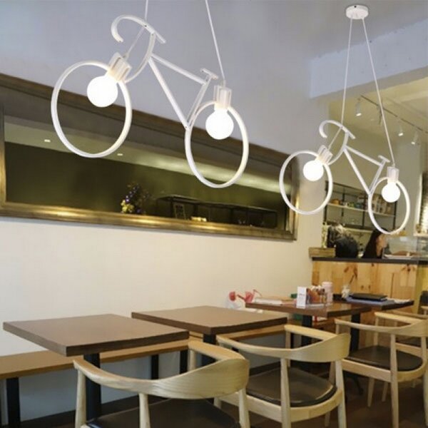 Lampadario da soffitto Bicicletta Vintage Bianco 2 x E27 M LEDME