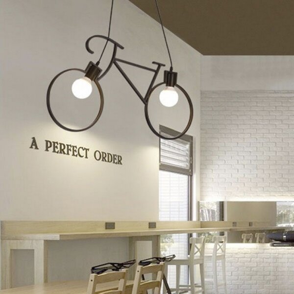 Lampadario da soffitto Bicicletta Vintage Nero 2 x E27 M LEDME