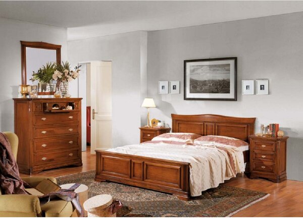 Letto matrimoniale sagomato in legno massello tinta noce l.176 p.210 h.125
