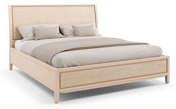 Letto matrimoniale intagliato decoro onda in legno massello l.170 p.219 h.125