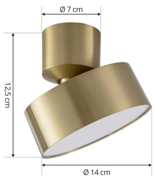 Lindby Faretto LED Nivoria, Ø 14 cm, color oro, orientabile Nivoria, Ottone / Oro, Soggiorno / Sala da pranzo, Alluminio, Moderno