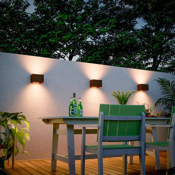 Calex Applique da esterni a LED Rectangle, Marrone / Ruggine, Alluminio, Moderno, Applique LED da esterni