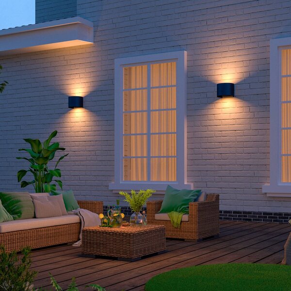 Calex Applique da esterni a LED Oval, Nero, Alluminio, Moderno, Applique LED da esterni