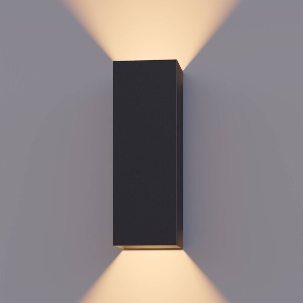 Calex Applique da esterni a LED Rectangle, Nero, Alluminio, Moderno, Applique LED da esterni
