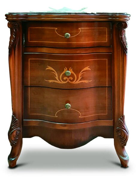 Gruppo Comò E 2 Comodini In Stile Arte Povera - Tinta Noce, Design Classico Per Camera Da Letto - Foto 5