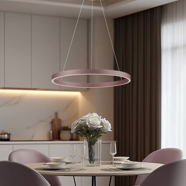 Lucande Smart LED lampada a sospensione Yonam, caffè, 1 luce, Tuya Yonam Lucande, dimmerabile, Marrone / Ruggine, Soggiorno / Sala da pranzo, Alluminio, Moderno