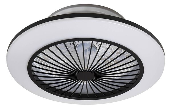 Lindby Ventilatore da soffitto LED Mamuti, nero, silenzioso, Ø 55 cm Mamuti Lindby, dimmerabile, Nero, Soggiorno / Sala da pranzo, Alluminio, Moderno