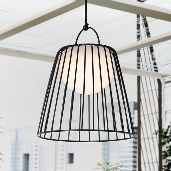 Lindby Lampada a sospensione da esterno ricaricabile LED Levino, nero, Levino Lindby, dimmerabile, Nero, Metallo, Moderno