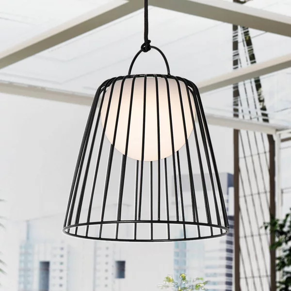 Lindby Lampada a sospensione da esterno ricaricabile LED Levino, nero, Levino Lindby, dimmerabile, Nero, Metallo, Moderno