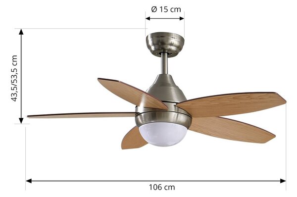 Lindby Ventilatore da soffitto a LED Klasika, DC, silenzioso, 106 cm, CCT Klasika, Bianco / Opale, Soggiorno / Sala da pranzo, Metallo